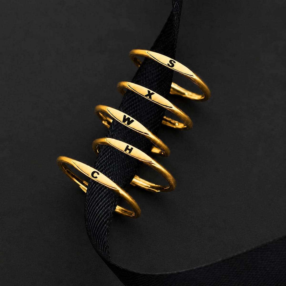✨ Gold Initial Letter Ring – Adjustable Premium Ring