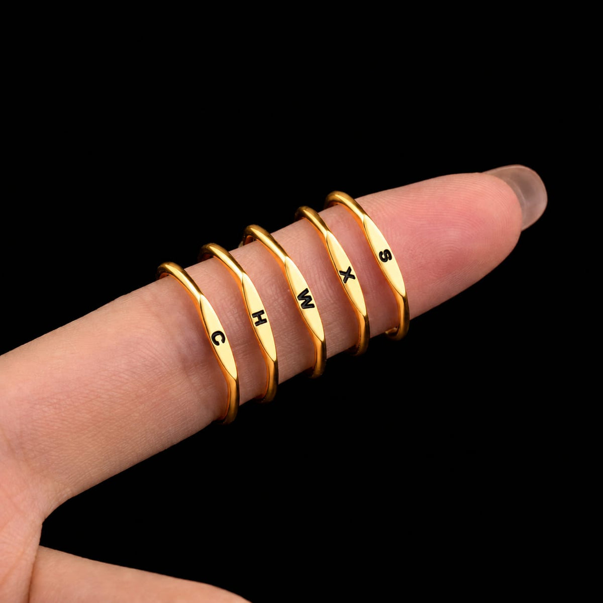 ✨ Gold Initial Letter Ring – Adjustable Premium Ring